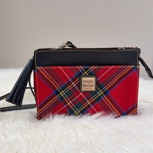 Dooney & Bourke Kenzie Red Tartan Wool-blend Crossbody Bag Convertible Clutch